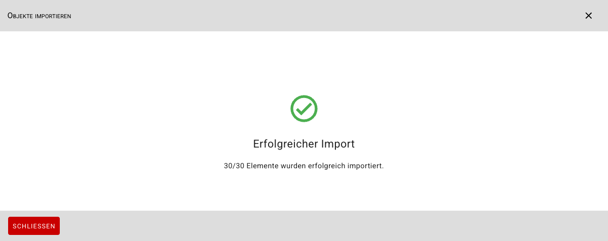 Import erfolgreich