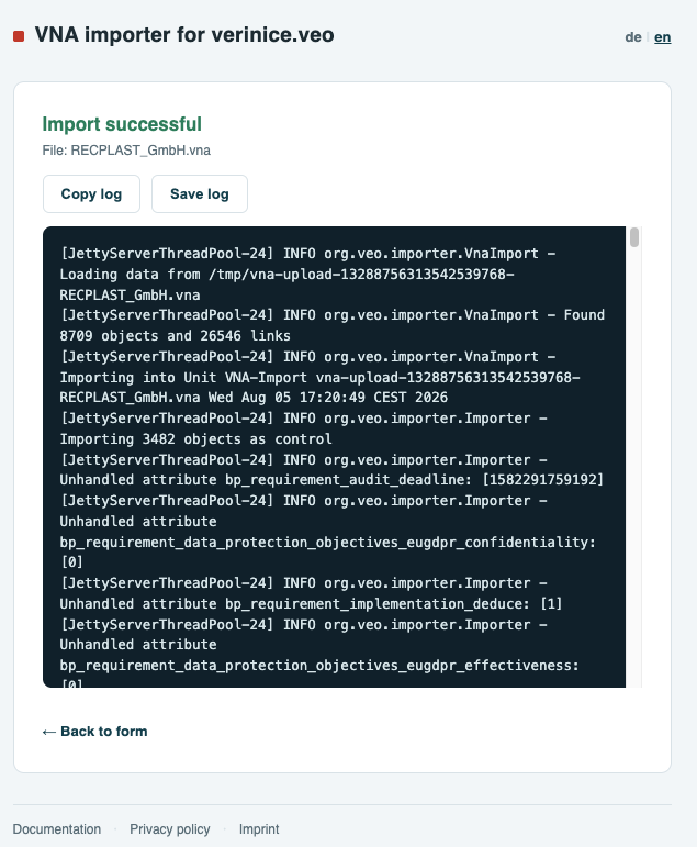 Import Successful